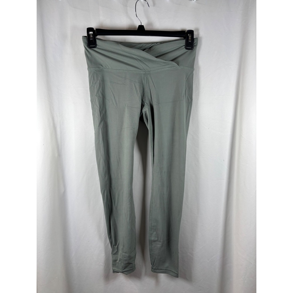 Avia Women Ribbed Seamless High Waist Leggings M 8-10 Sage Green Workout NWOT